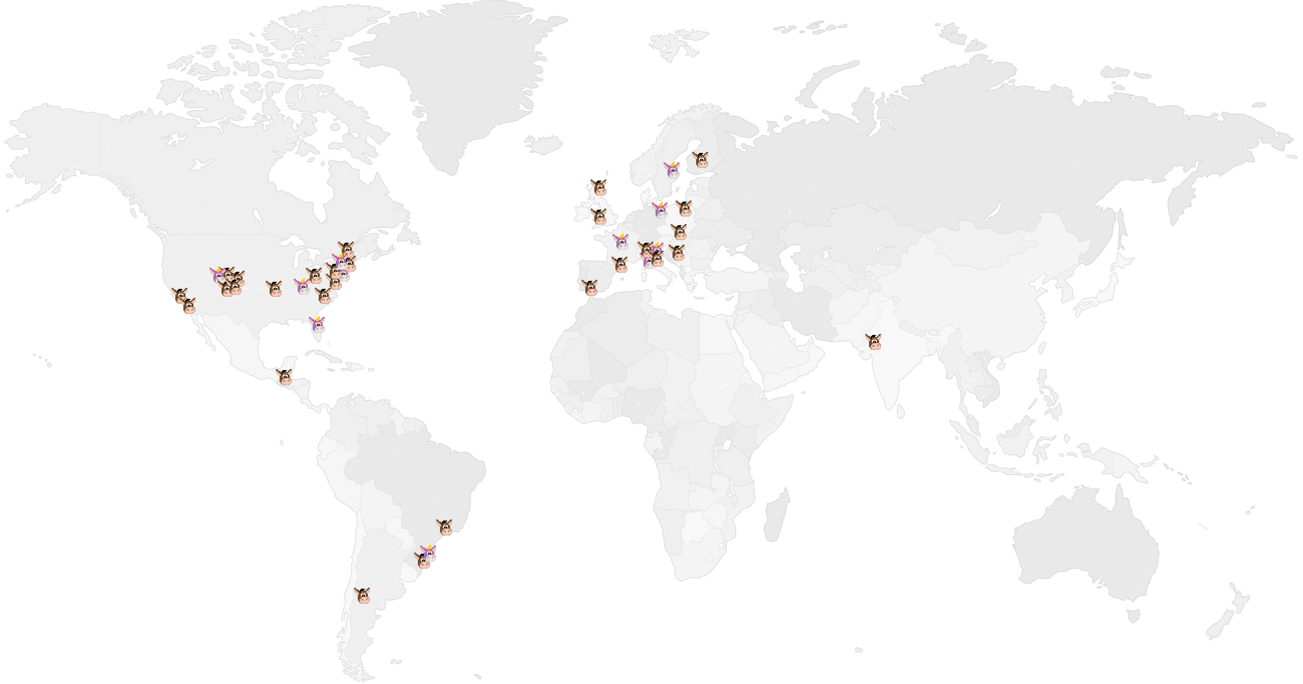 A map with all employees location on it